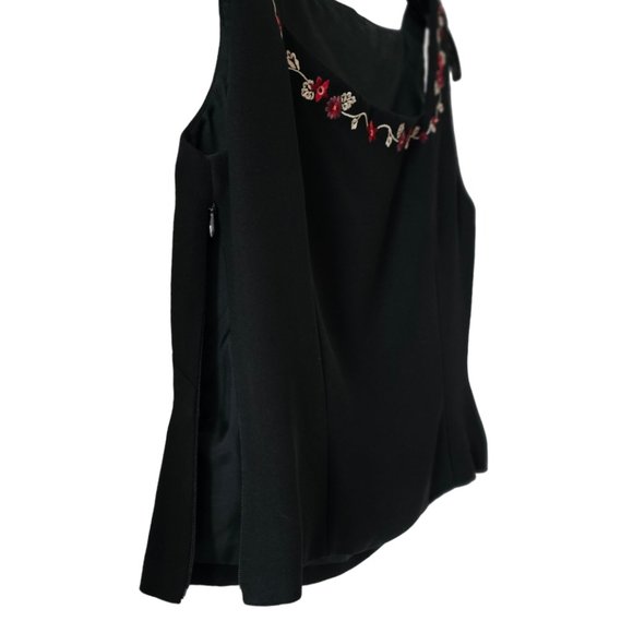 Petite Sophisticate Square-Neck Sleeveless Embroidered Top | NWOT | 4P | Black - Picture 6 of 16